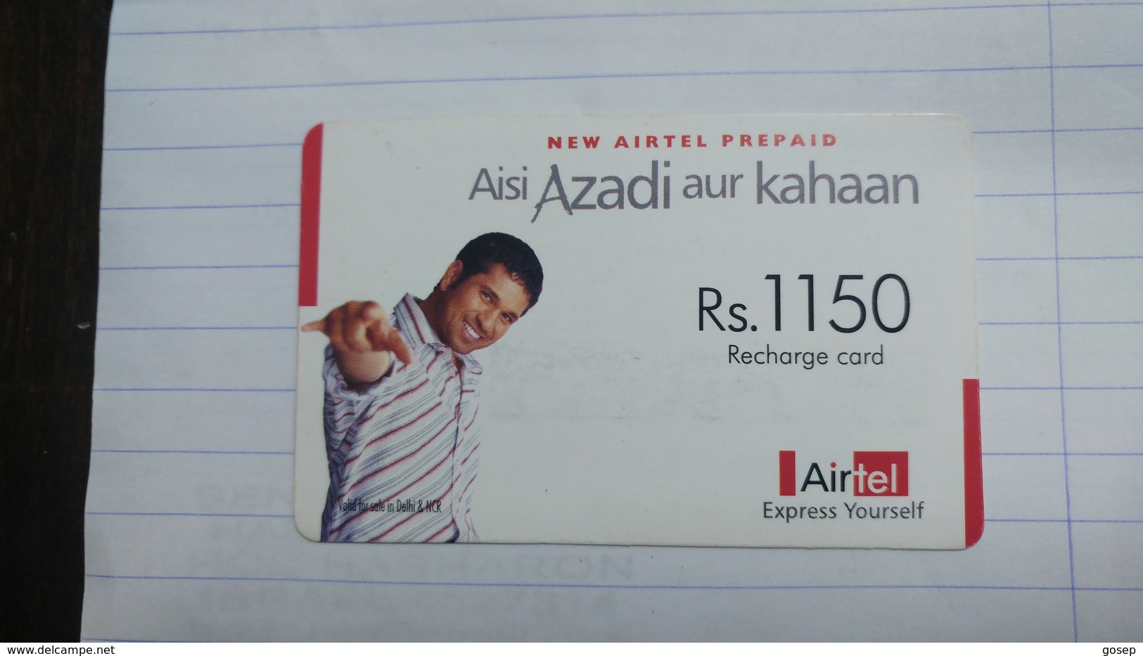 India-airtel Aisi Azadi Aur Kahaan(66)(rs.1150)(new Delhi)(0716381087898276)(look Out Side)used Card+1 Card Prepiad Free - India