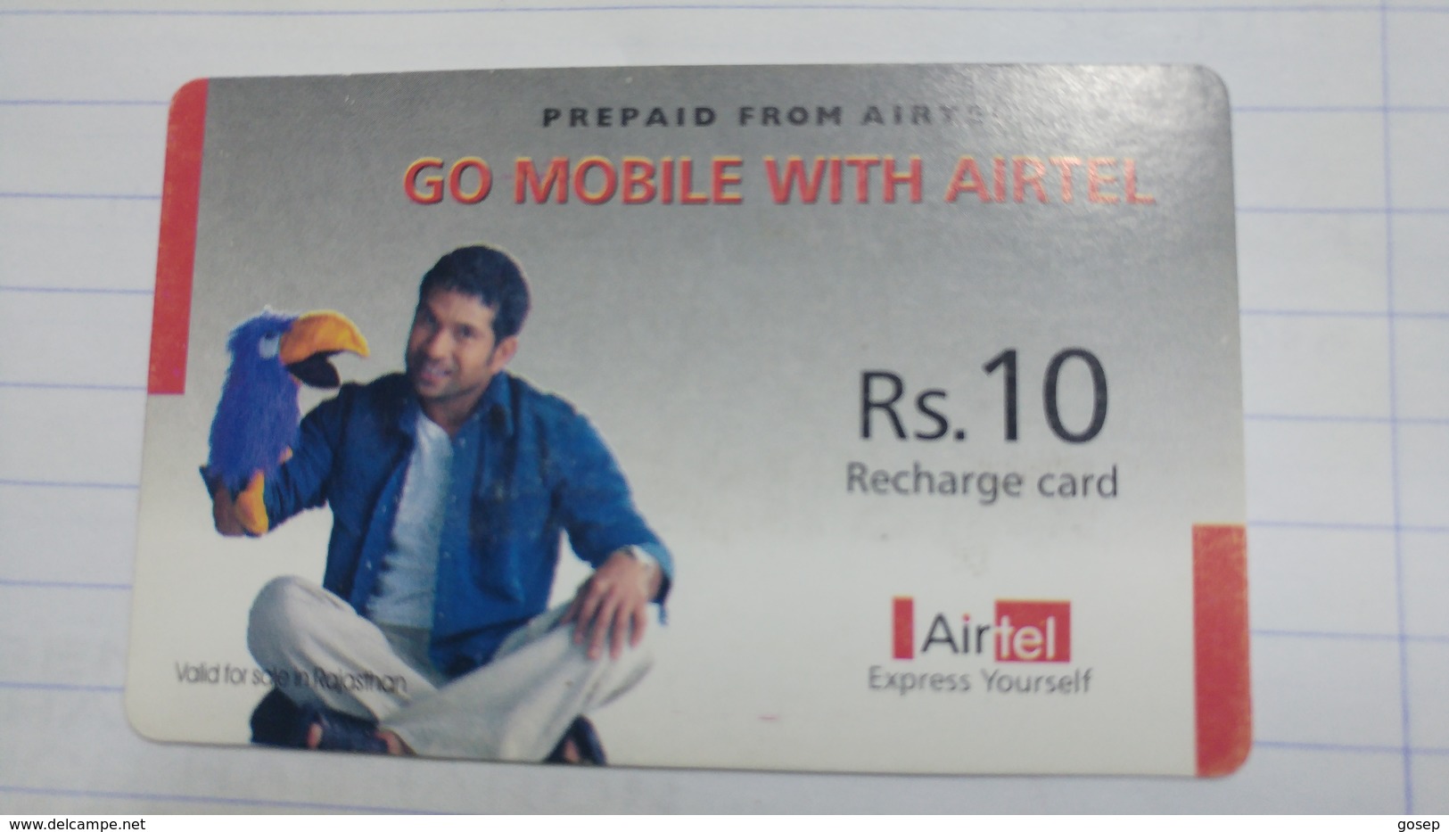 India-airtel Presents-(68)(rs.10)(new Delhi)(3423862734018860)(look Out Side)used Card+1 Card Prepiad Free - Inde