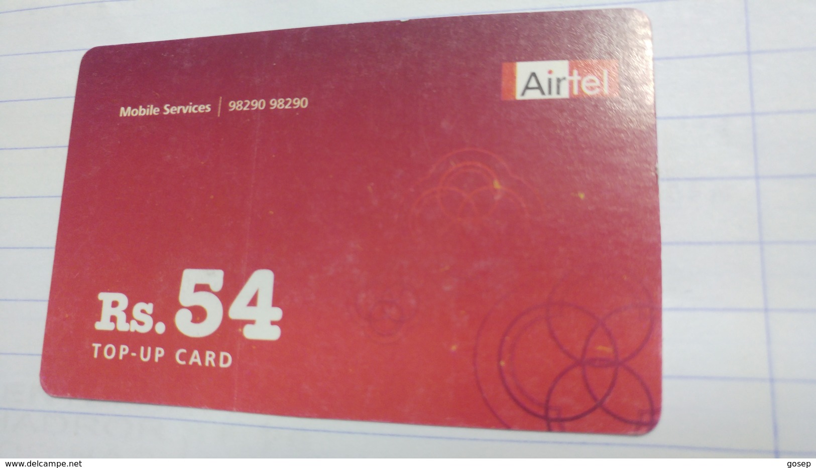 India-airtel Presents-(69)(rs.54)(new Delhi)(7992165981434808)(look Out Side)used Card+1 Card Prepiad Free - Inde