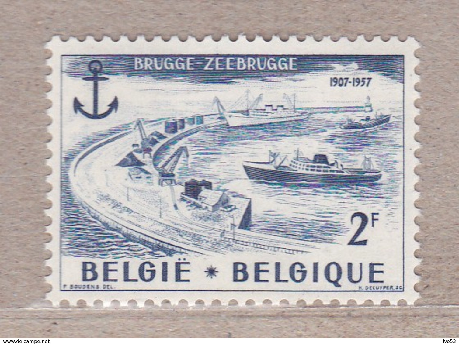 1957 Nr 1019* Postfris Met Scharnier. Brugge-Zeebrugge. - Neufs