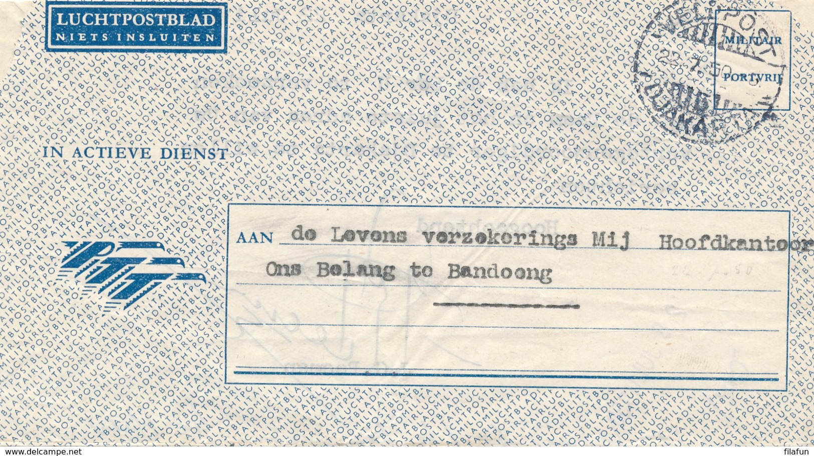 Nederlands Indië - 1950 - Militair Luchtpostblad G12a Van Veldpost Djakarta Naar Bandoeng - Indes Néerlandaises