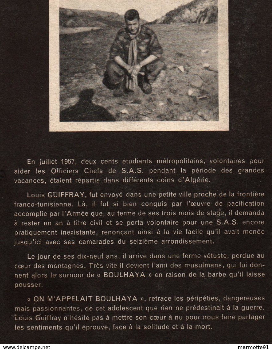 ON M APPELAIT BOULHAYA RECIT OFFICIER SAS GUERRE ALGERIE PACIFICATION - Français