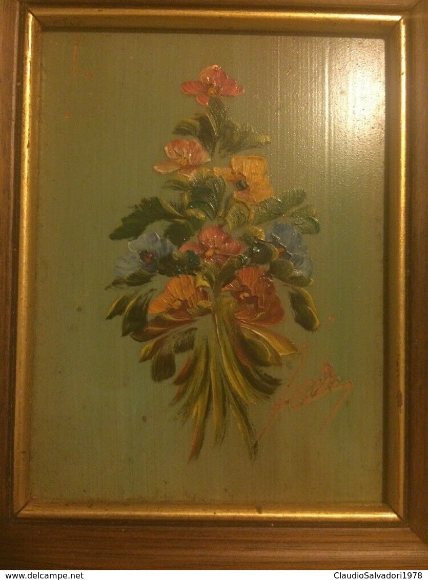 Natura Morta Di Fiori Su Rame Firmata E Cornice Anni 50 - Acryliques