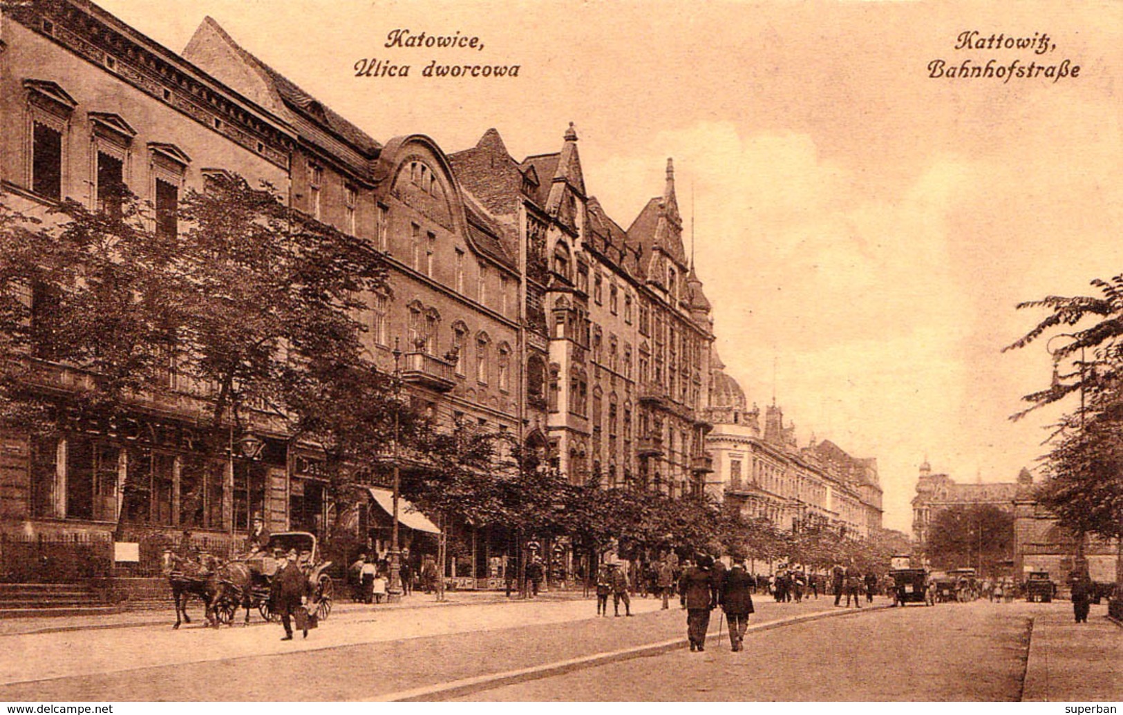 KATTOWICE / KATTOWITZ : ULICA DWORCOWA / BAHNHOFSTRASSE - DRESDNER ...? - ANNÉE / YEAR ~ 1910 - '915 (aa629) - Pologne