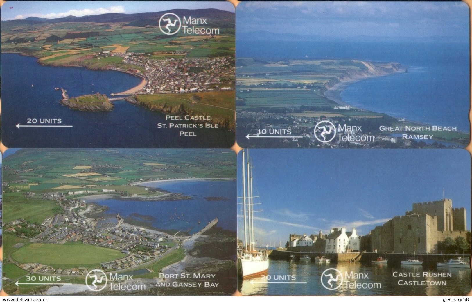 Isle Of Man - GPT, Landscapes Of IOM, Set Four Cards, 5IOMA/B/C/D, Landscapes, 1989, Used As Scan - Man (Eiland)