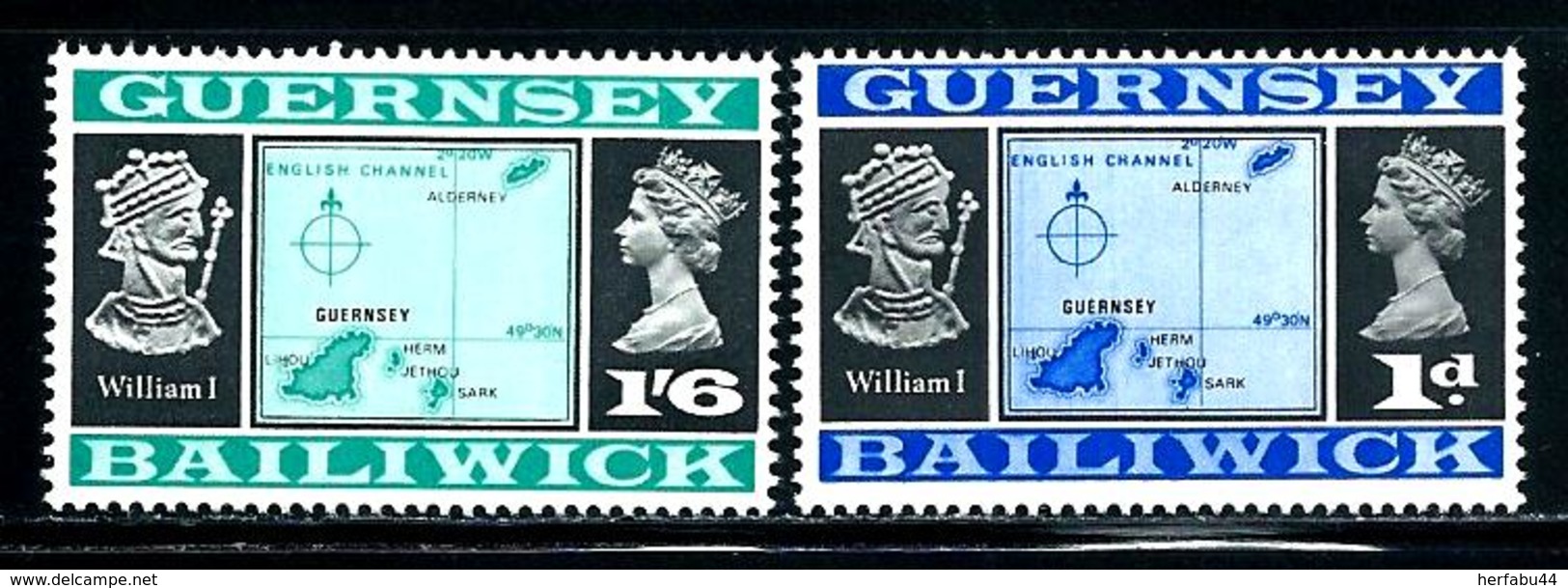 Guernsey       "Maps"  Rederawn   49o Intead Of 40     Set    SC# 28-29    MNH - Guernsey