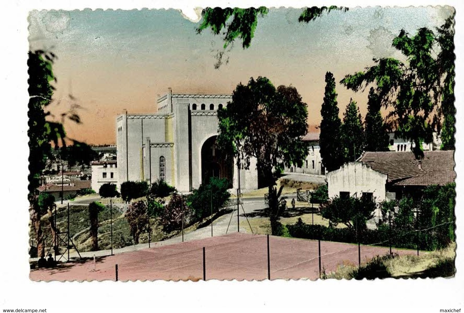 Cachet Double Couronne "S.P. 87.667 - A.F.N." Circ 1959 CP Maison Carrée, Eglise Sacré-Coeur - Guerre D'Algérie