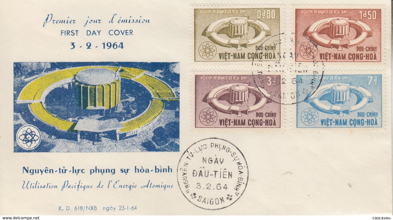 Enveloppe  FDC  1er  Jour   VIETNAM   Utilisation  Pacifique  De  L' Energie  Atomique    1964 - Vietnam