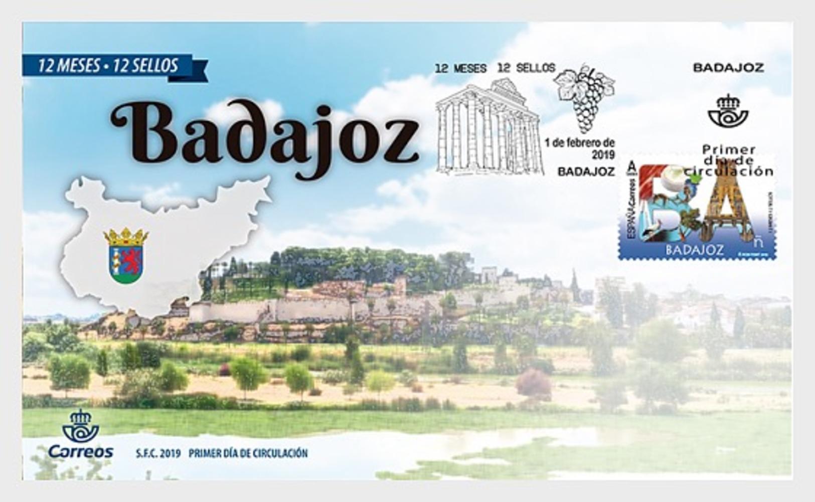 H01 Spain 2019 12 Months 12 Stamps - Badajoz  FDC - Nuevos