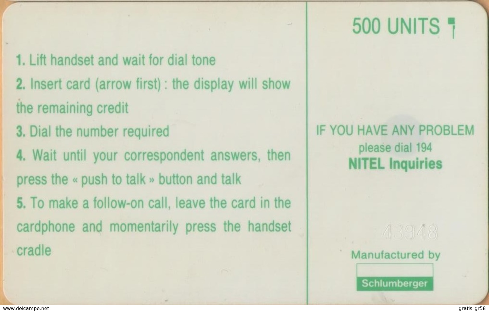 Nigeria - NG-NIT-0013, Nitel), Green Logo 500 (CM: SC6), 500 U, Used As Scan - Nigeria