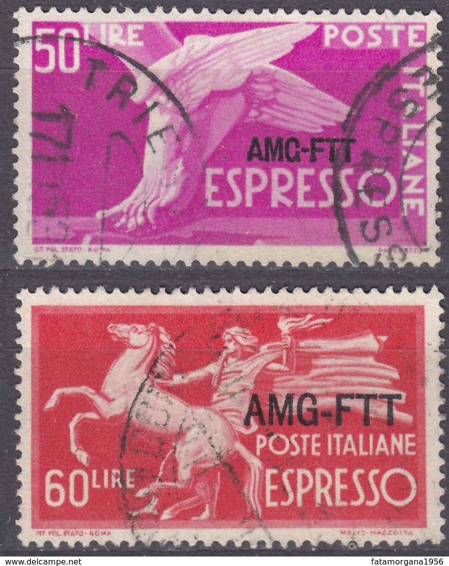 TRIESTE ZONA A - 1950/1952 - Espresso, Serie Completa Di 2 Valori Usati: Yvert 11 E 12. - Eilsendung (Eilpost)
