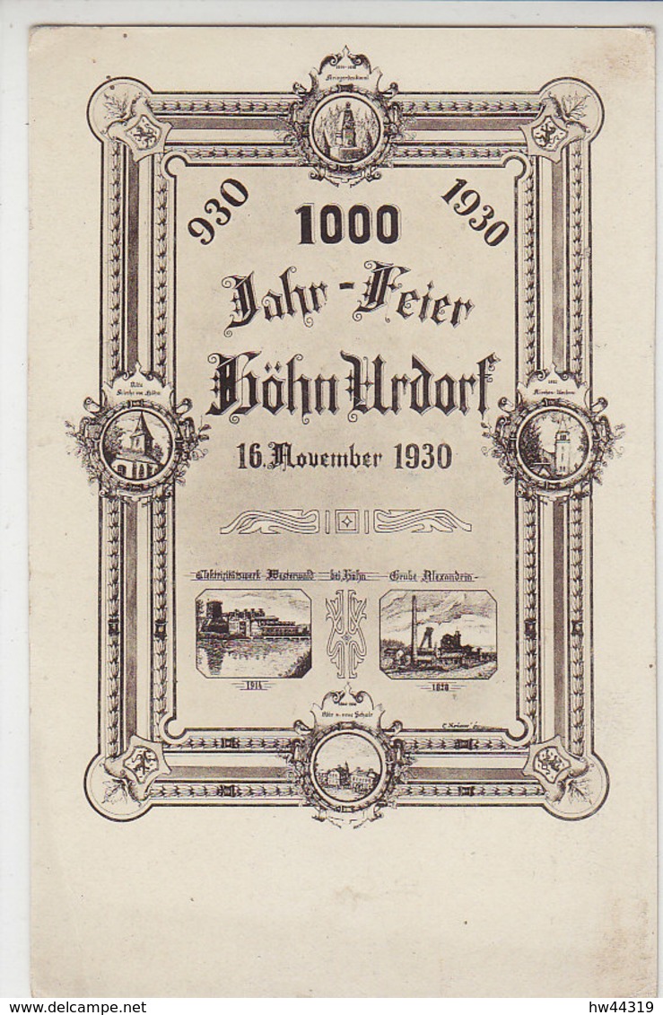 930 - 1930 1000Jahr-Feier HÖHN-URDORF - Elektrizitätswerk Westerwald Bei Höhn - Grube Alexandria - Westerburg