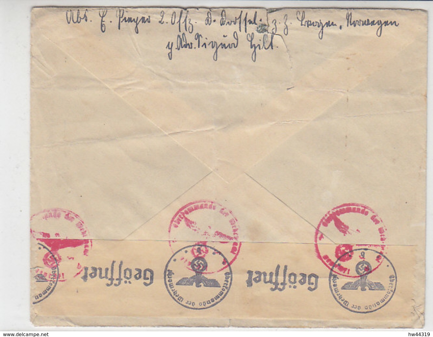 Luftpostbrief Aus BERGEN 18.6.42 (vom Schiff) Nach Mülheim/Ruhr Deutschland - Zensur Brief War Gefaltet - Covers & Documents