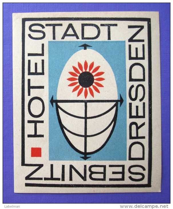 HOTEL PENSION HAUS SEBNITZ DDR DRESDEN GERMANY DEUTSCHLAND TAG DECAL STICKER LUGGAGE LABEL ETIQUETTE AUFKLEBER BERLIN - Hotelaufkleber