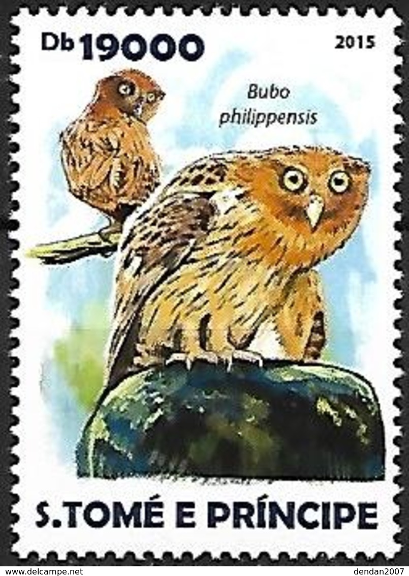 Sao Tomé E Principe - MNH - 2015 - RAINFOREST OWLS -  Philippine Eagle-Owl  -  Bubo Philippensis - Búhos, Lechuza