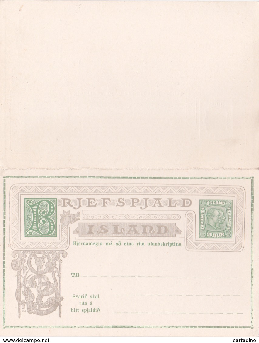 Entier Postal Stationery - Island  - Double Avec Réponse Payée - Entiers Postaux