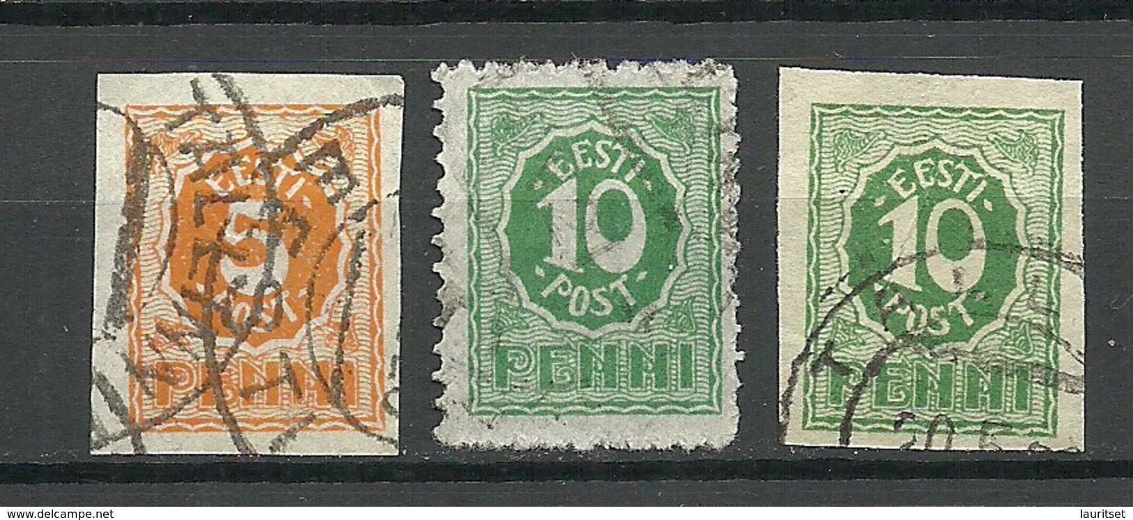 Estland Estonia 1919 Michel 6 - 8 O Numeral Design - Estonia