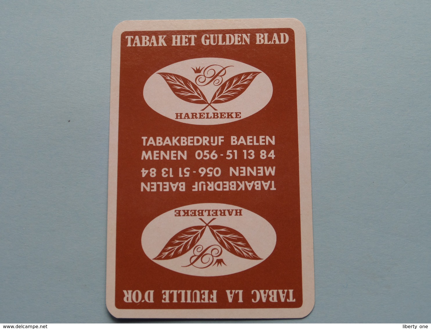 Tabakbedrijf BAELEN ( Tabak Het Gulden Blad / La Feuille D' Or ) Menen / Schoppen 2 ( Zie Foto's Voor En Achter ) ! - Cartes à Jouer Classiques