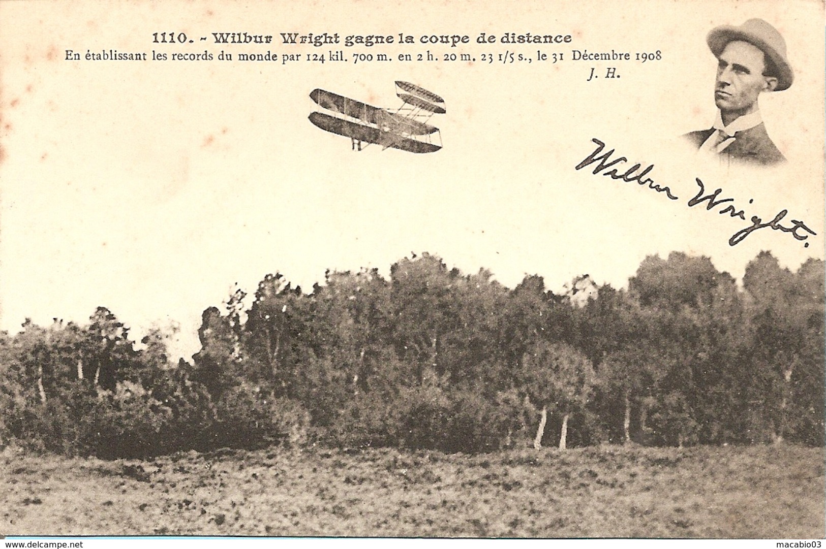 Aviateurs : Wilbur Wright Gagne La Coupe De Distance établissant Des Records Du Monde  Réf 5772 - Aviateurs