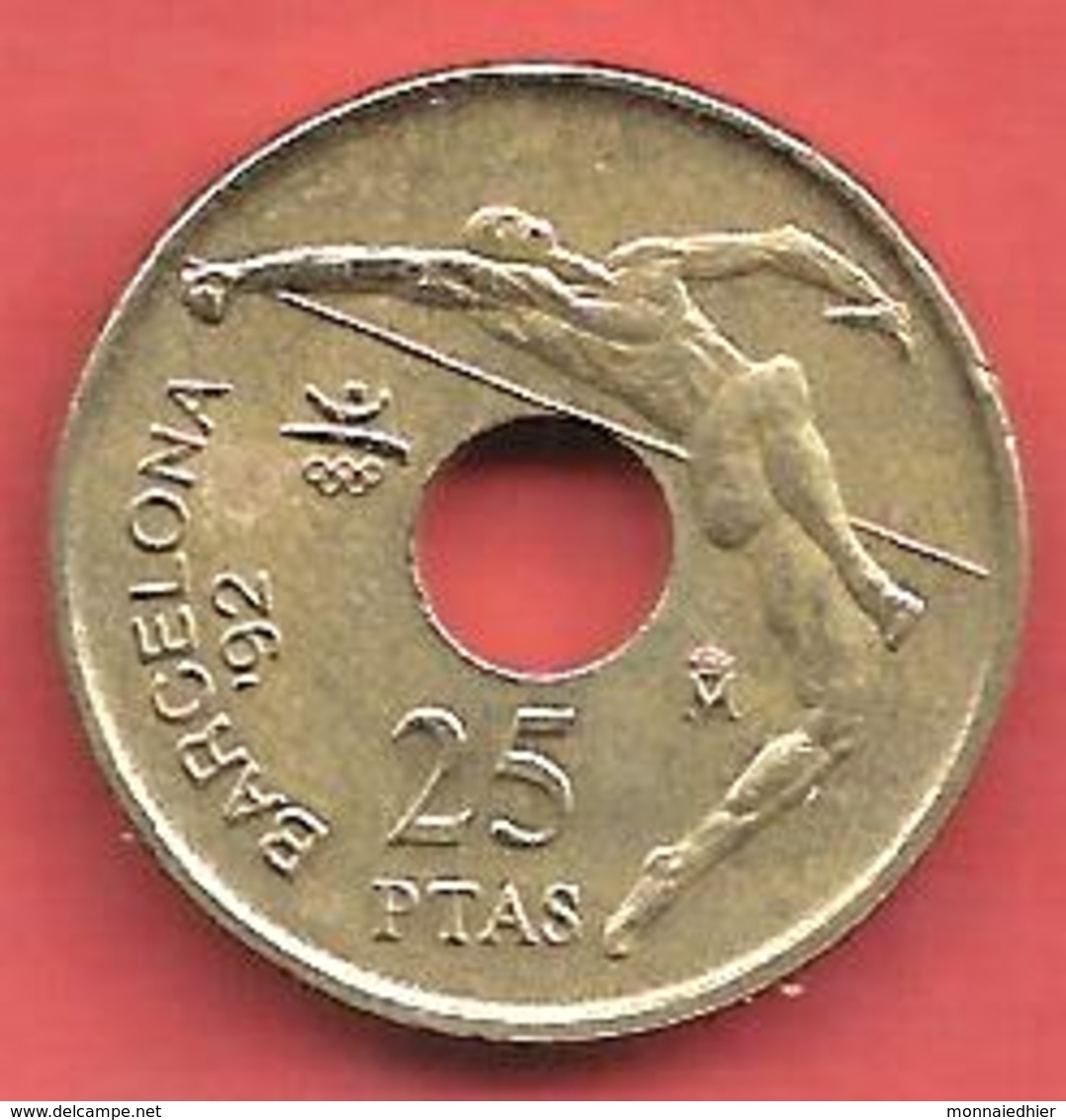 25 Pesetas , ESPAGNE , Nickel-Bronze , 1992 , Olympique , Saut En Hauteur , N° KM # 851 , N° Y 173 - 25 Pesetas