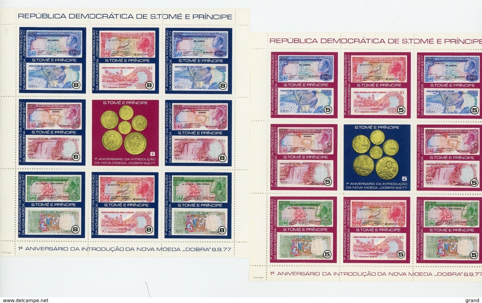 Sao Tome 1978-Billets De Banque, Pièce De Monnaie-MI 531/40-2 Feuillets - Sao Tome Et Principe