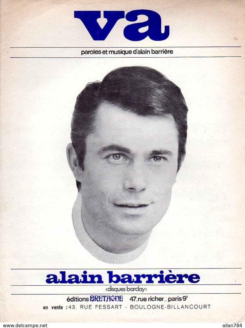 PARTITION ALAIN BARRIERE - VA -1967 - EXC ETAT - - Autres & Non Classés