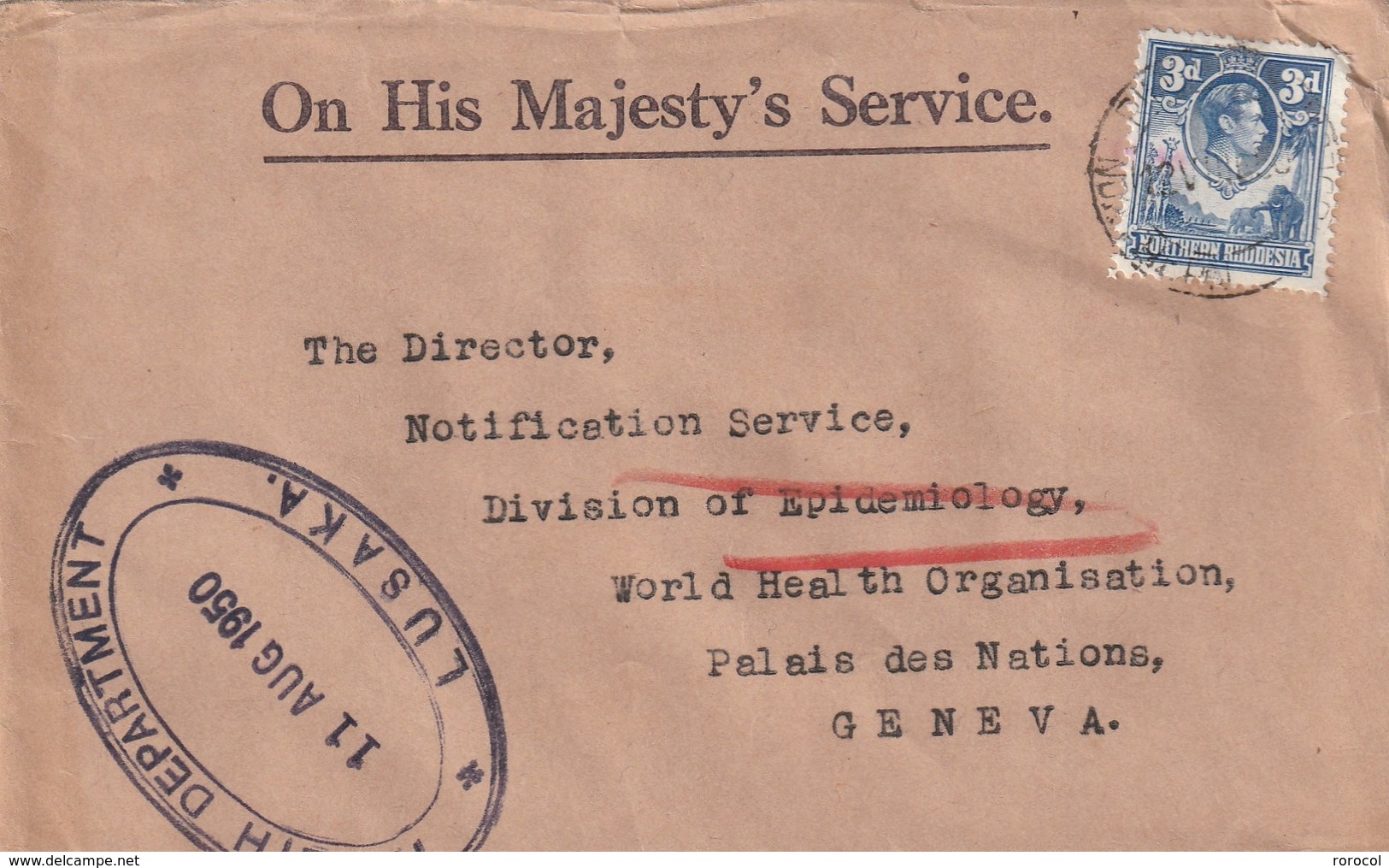 NORTHERN RHODESIA Lettre 1950  Pour La Suisse On His Majesty's Service - Rhodésie Du Nord (...-1963)