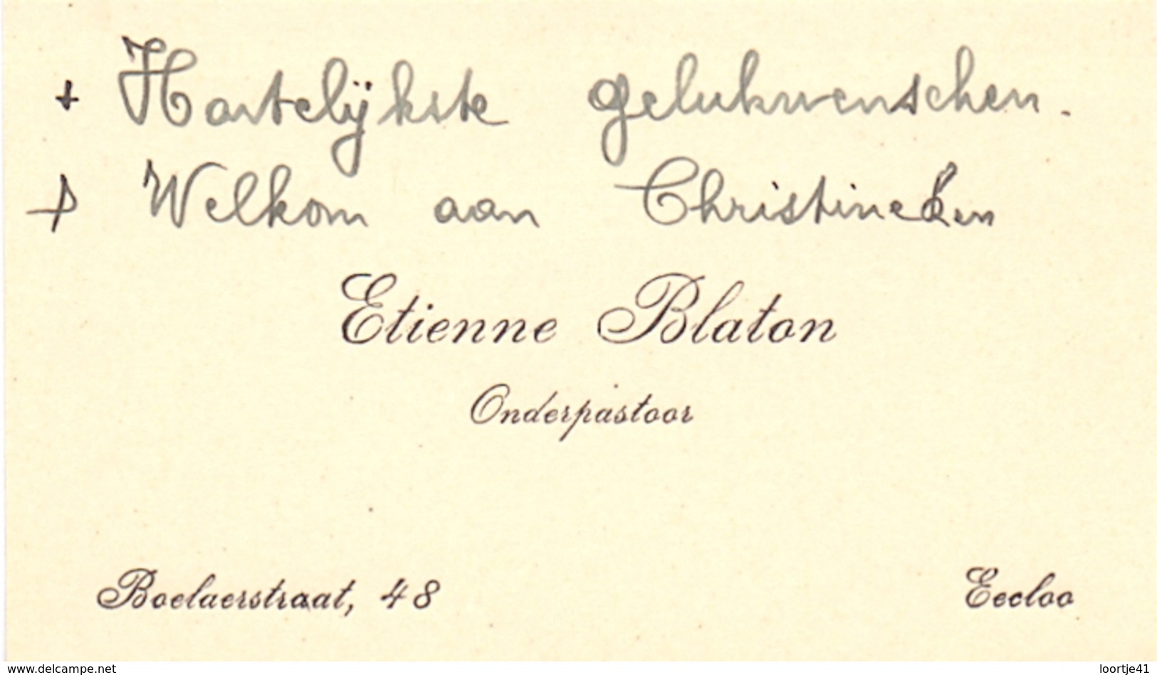 Visitekaartje - Carte Visite - Onderpastoor Etienne Blaton - Eeklo - Cartes De Visite