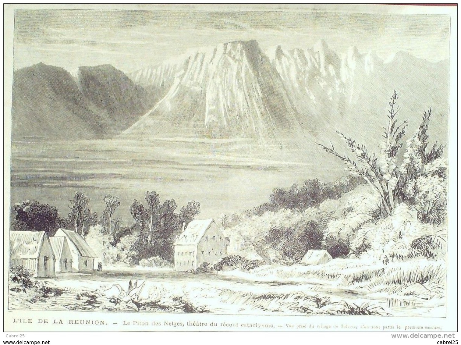 GRAVURE-FRANCE-LA REUNION-THEATRE PITON Des NEIGES De L'ILE-1077-1869 - Prints & Engravings