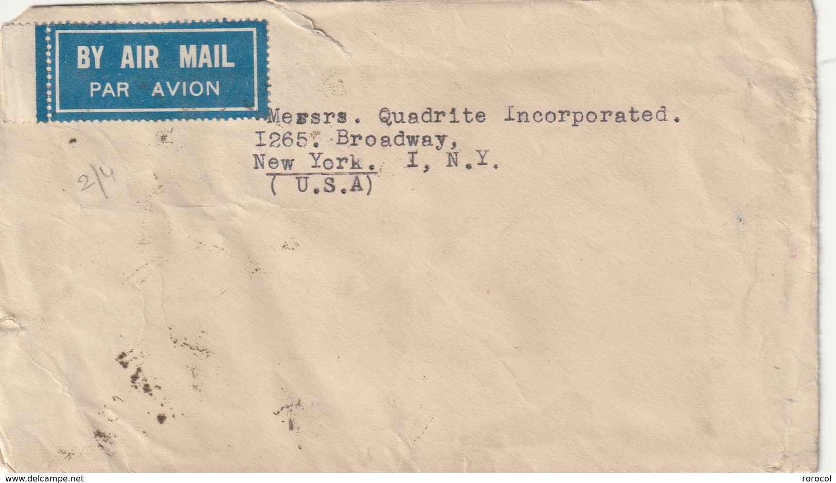 INDIA Lettre 1948  Pour Les Etats-Unis - 1936-47  George VI
