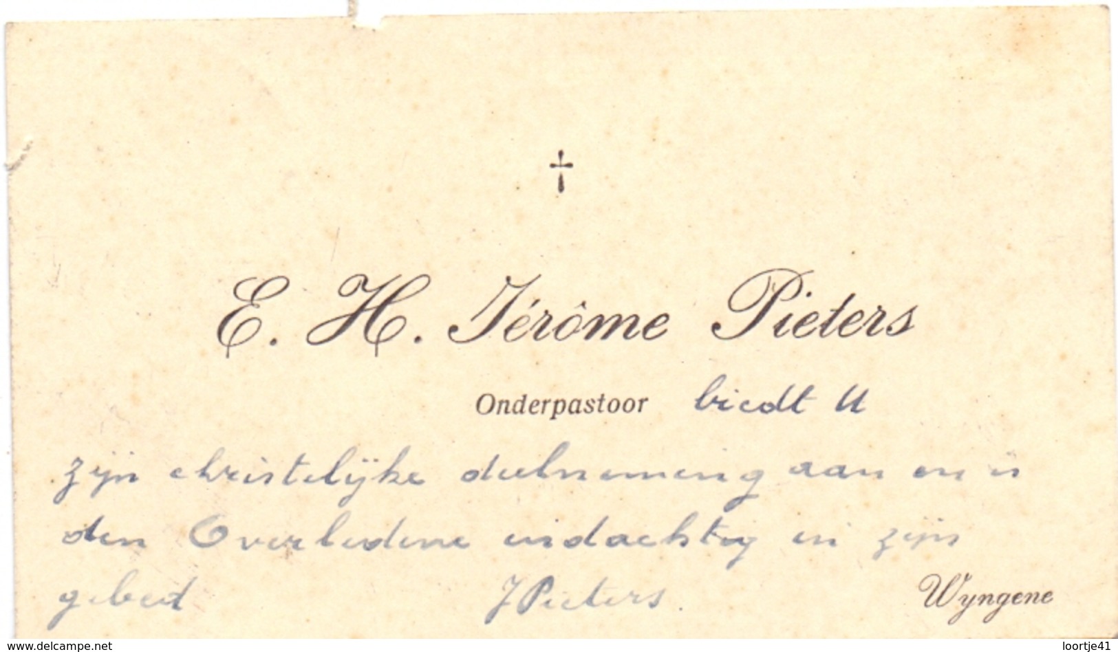 Visitekaartje - Carte Visite - Onderpastoor Jerome Pieters - Wingene - Cartes De Visite