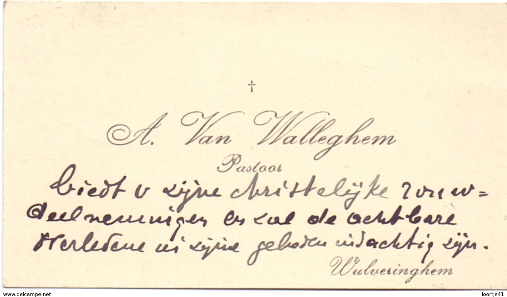 Visitekaartje - Carte Visite - Pastoor A. Van Walleghem - Wulveringem - Cartes De Visite