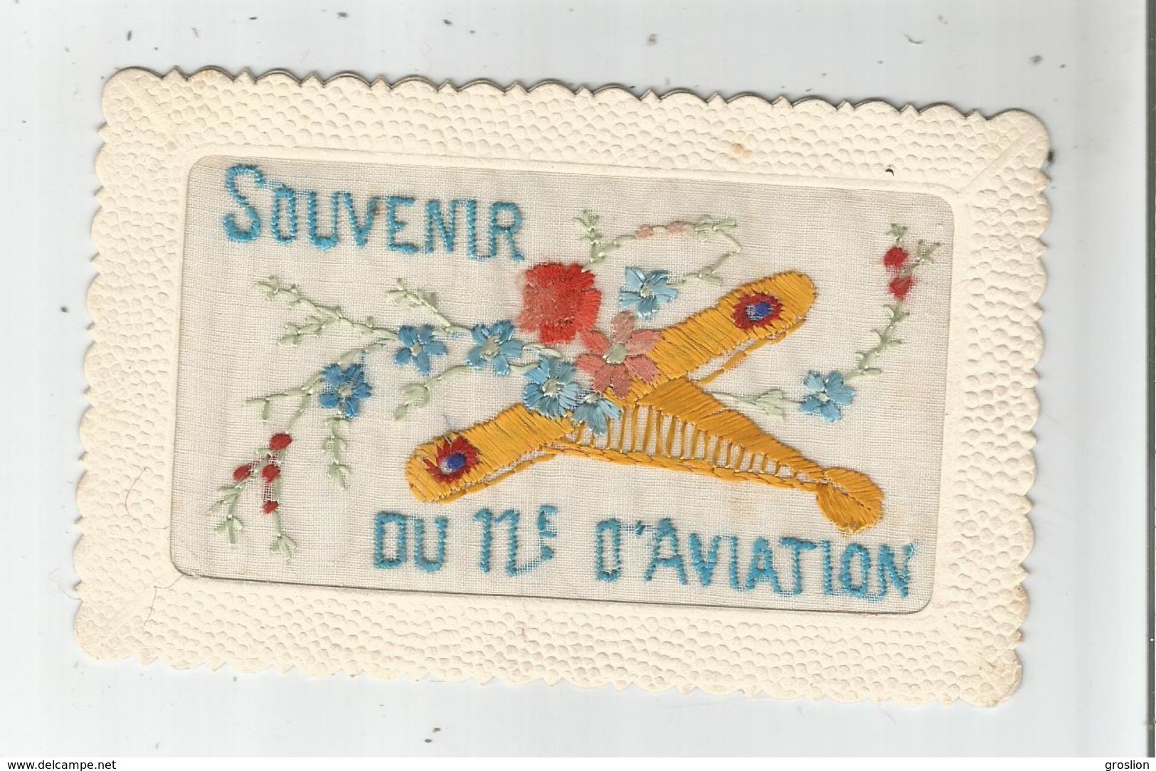 SOUVENIR DU 11 EME D'AVIATION (METZ) CARTE BRODEE  1932 - Regimente