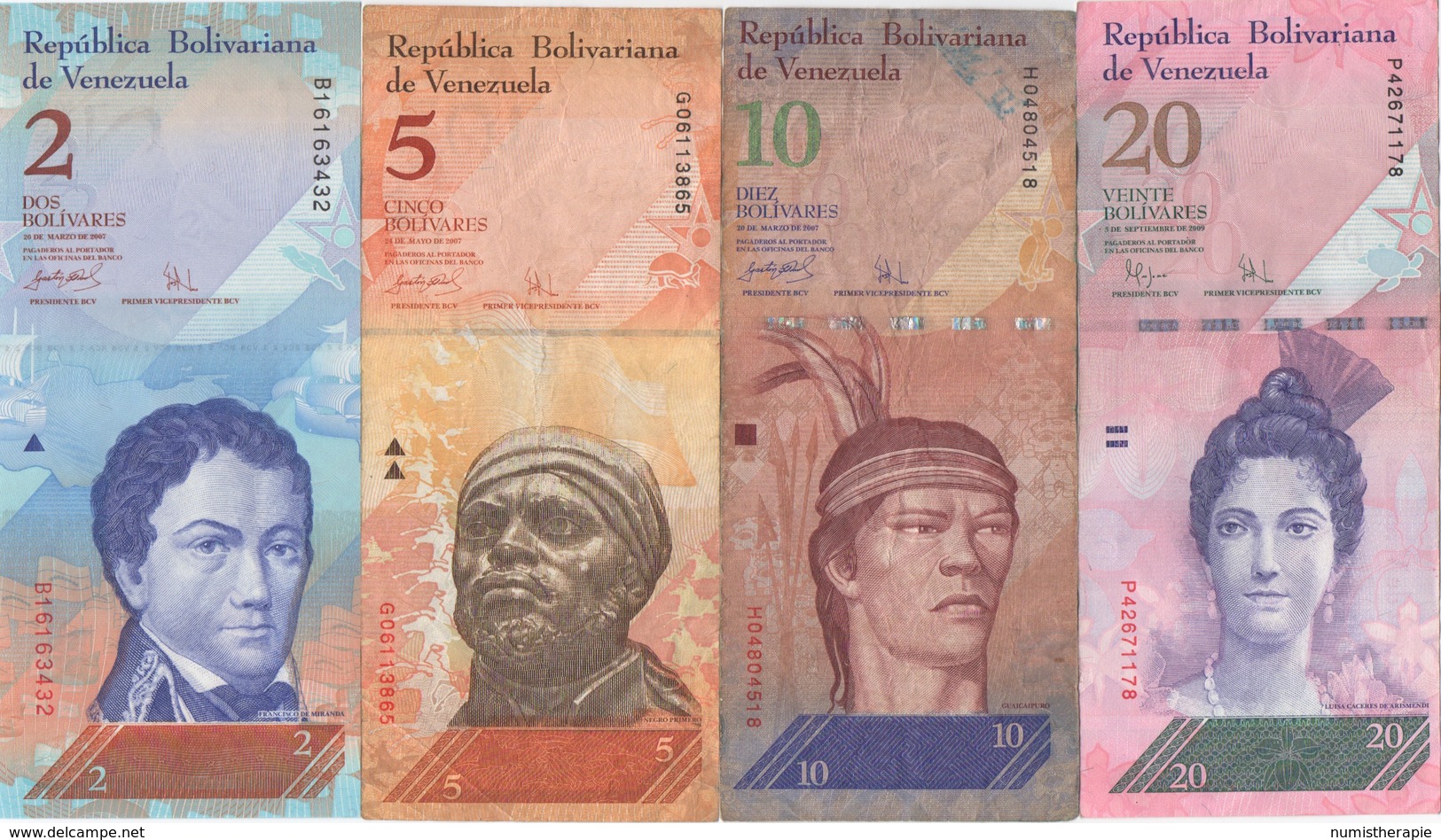 Venezuela : Série De 4 Billets 2-5-10-20 Bolívares 2007-2009 - Venezuela