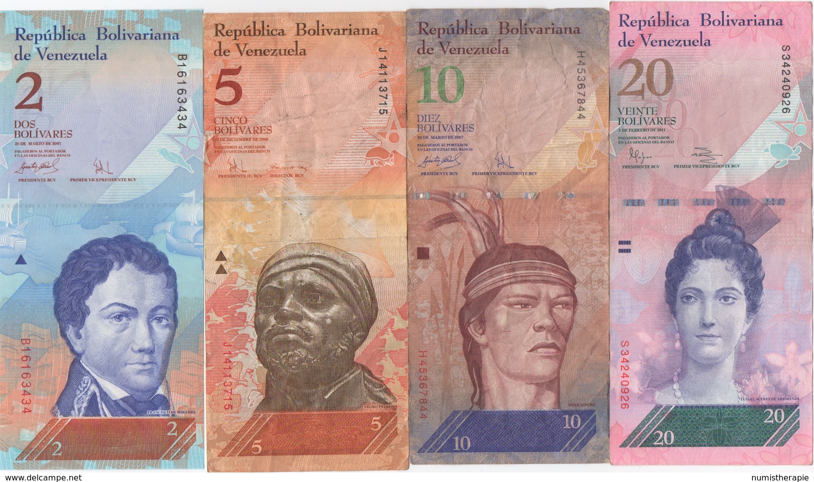 Venezuela : Série De 4 Billets 2-5-10-20 Bolívares 2007-2009 - Venezuela