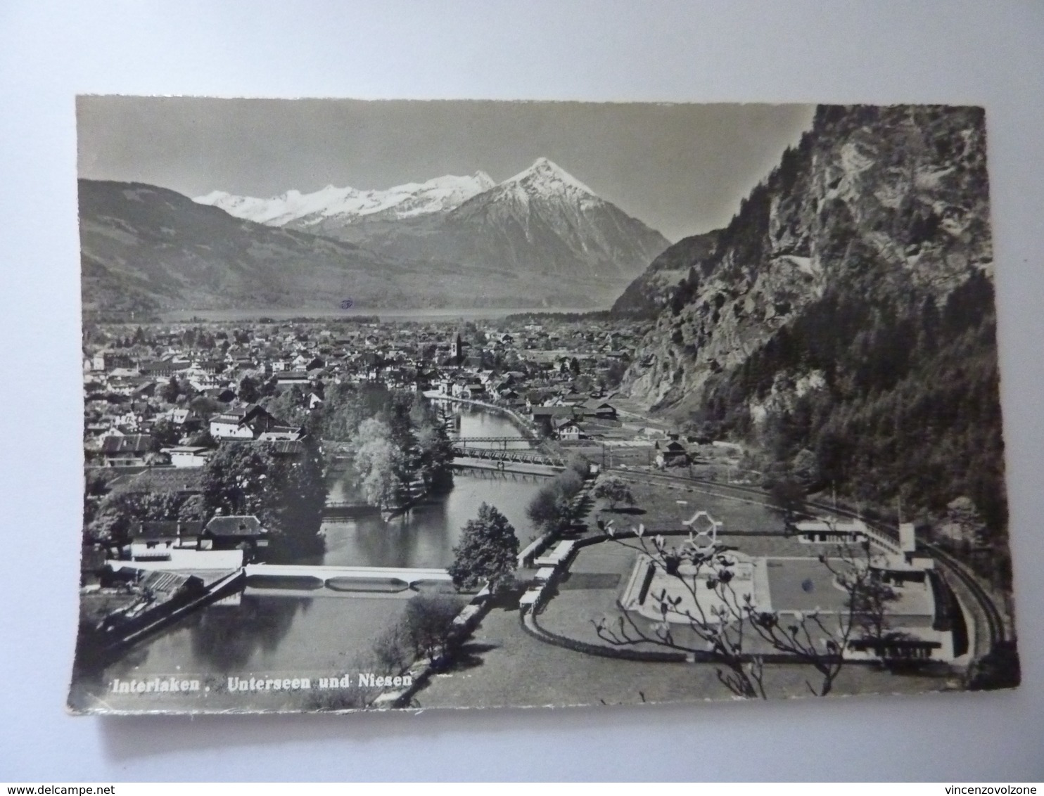 Cartolina "INTERLAKEN Unterseen Und Niesen" Anni '50 - Unterseen