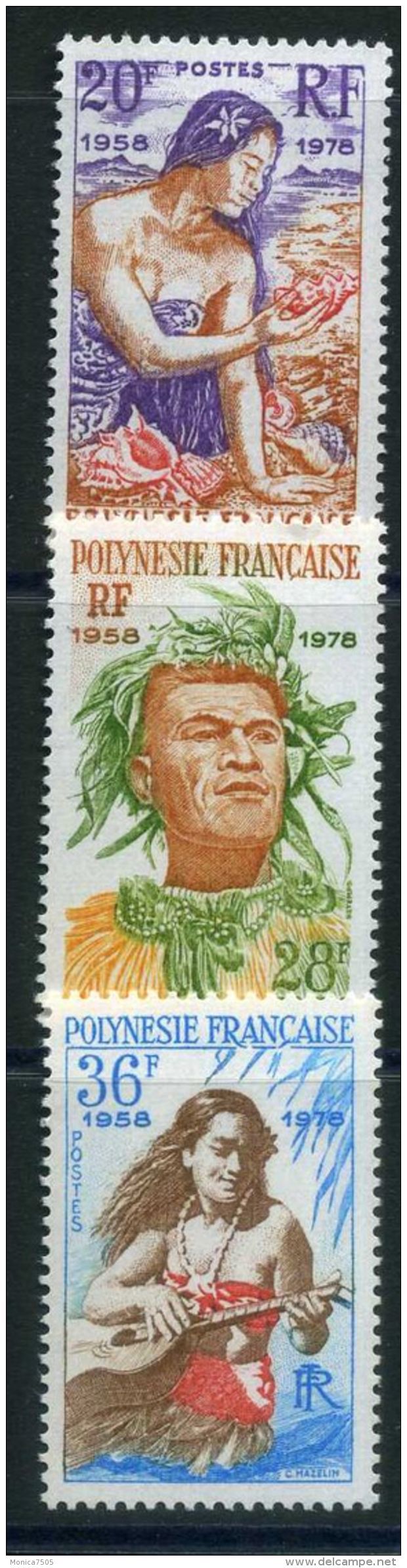 POLYNESIE  ( POSTE )  :  Y&T N°  121/123  TIMBRES  NEUFS  SANS  TRACE  DE  CHARNIERE , A  VOIR . - Unused Stamps