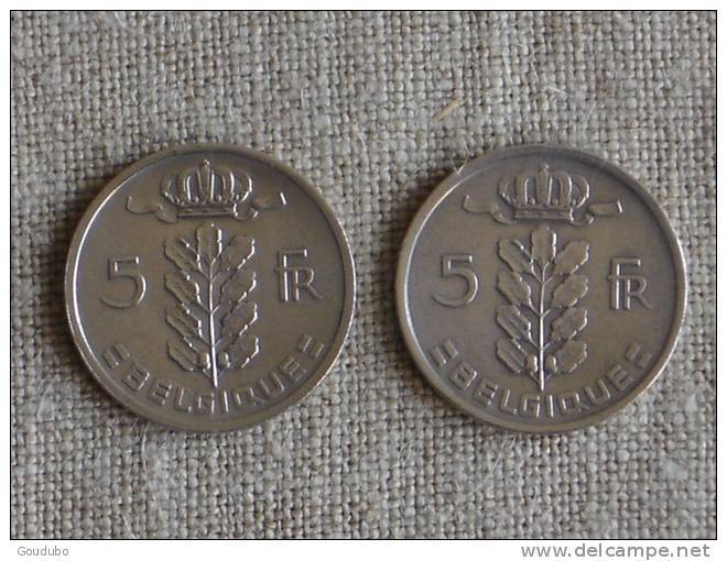 2 Piéces De 5 Francs Belgique 1950 Et 1958. Voir Verso. - 5 Franc