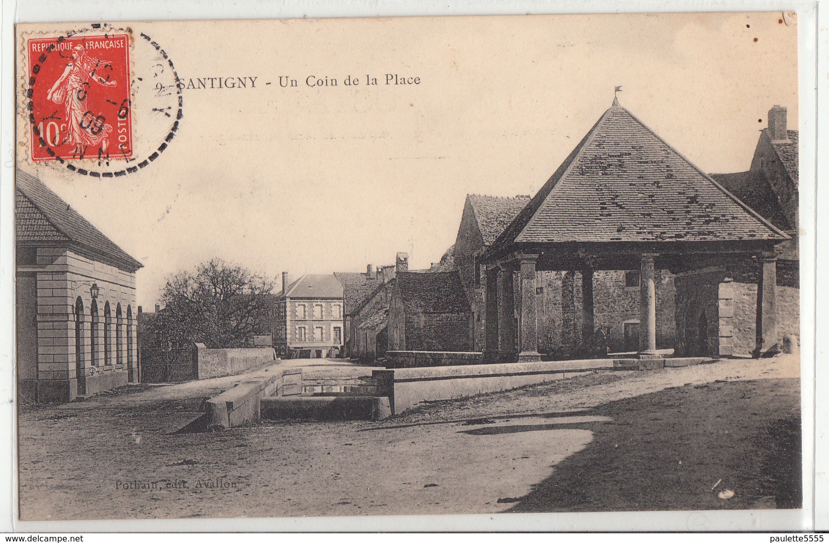 CPA- SANTIGNY - Un Coin De La Place-1909- Dép89-2scans - Autres & Non Classés