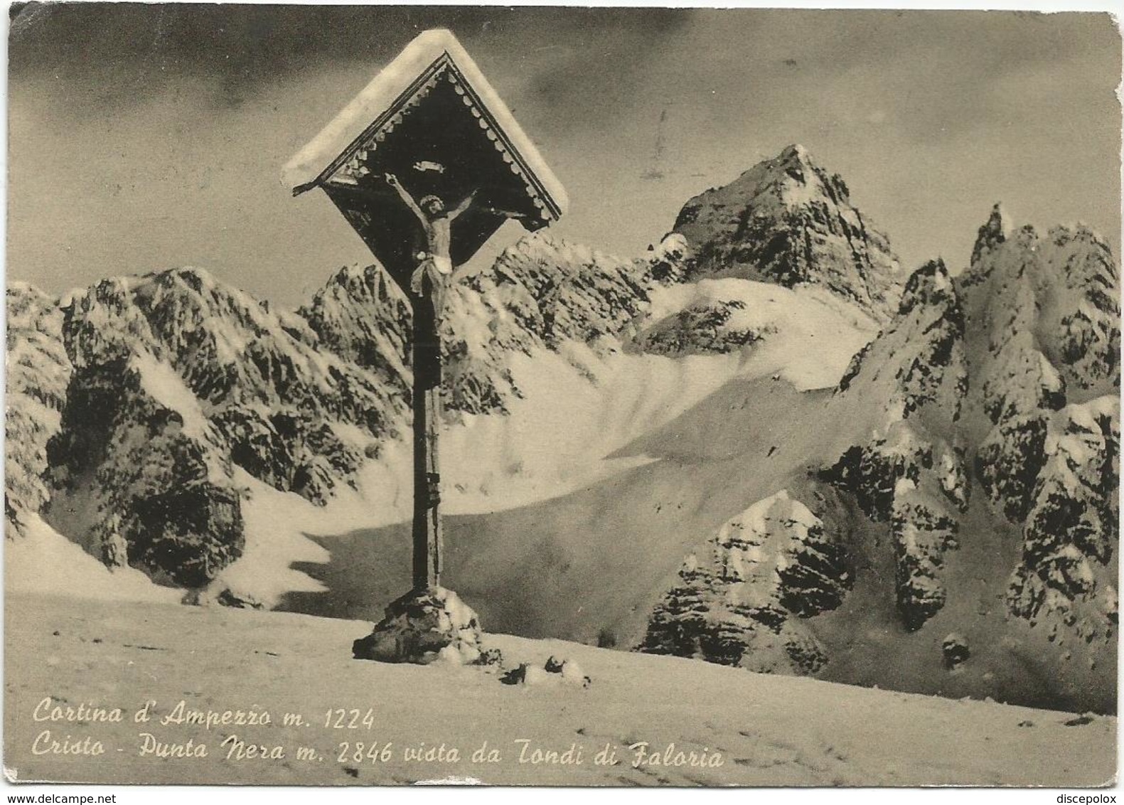 W1454 Cortina D'Ampezzo (Belluno) - Cristo - Punta Nera Vista Da Tondi Di Faloria / Viaggiata 1956 - Altri & Non Classificati
