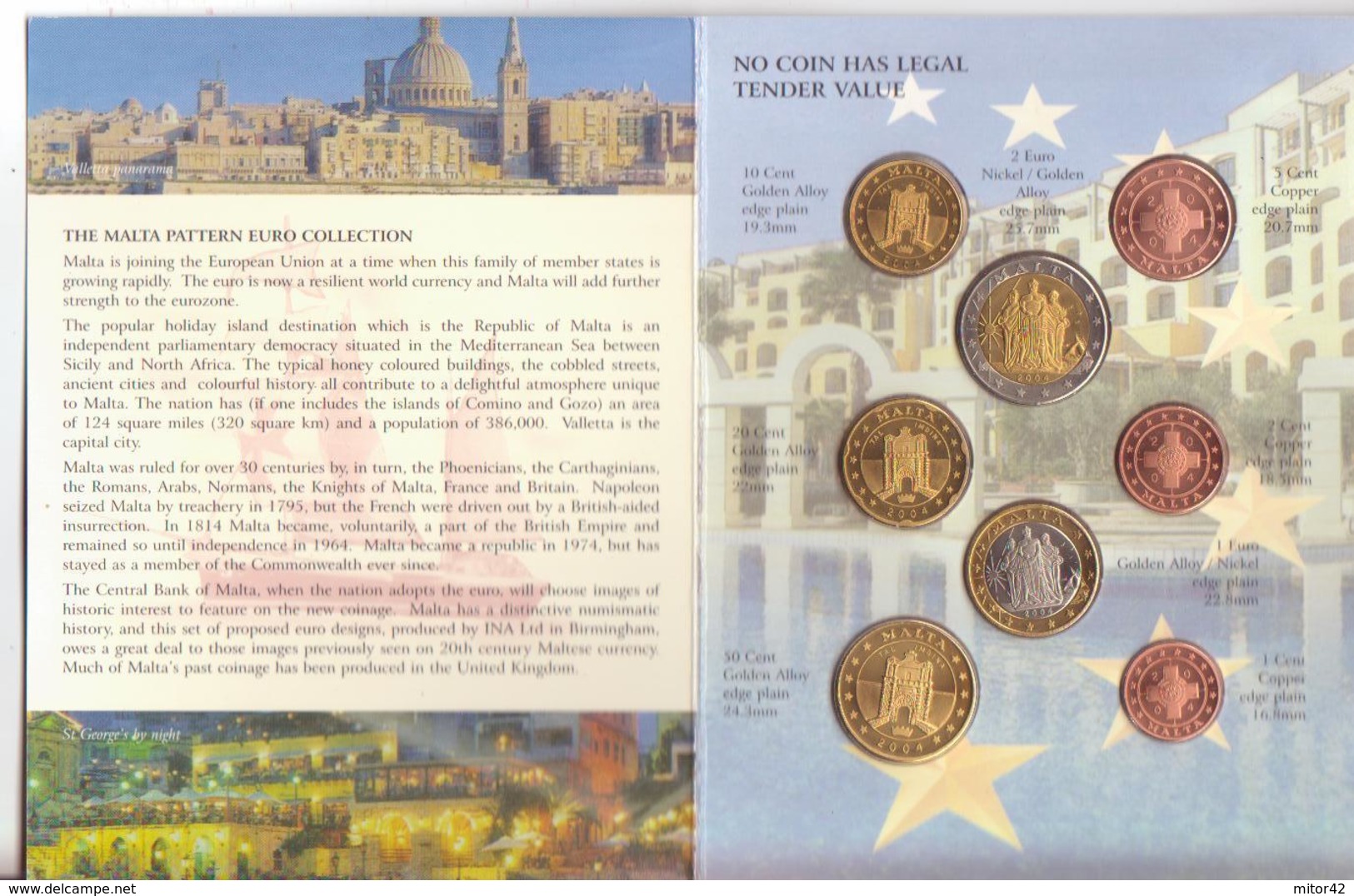 Malta-Malte-2004-Prova Euro-Divisionale 8 Valori-Try Euro-Test Euro - Privatentwürfe