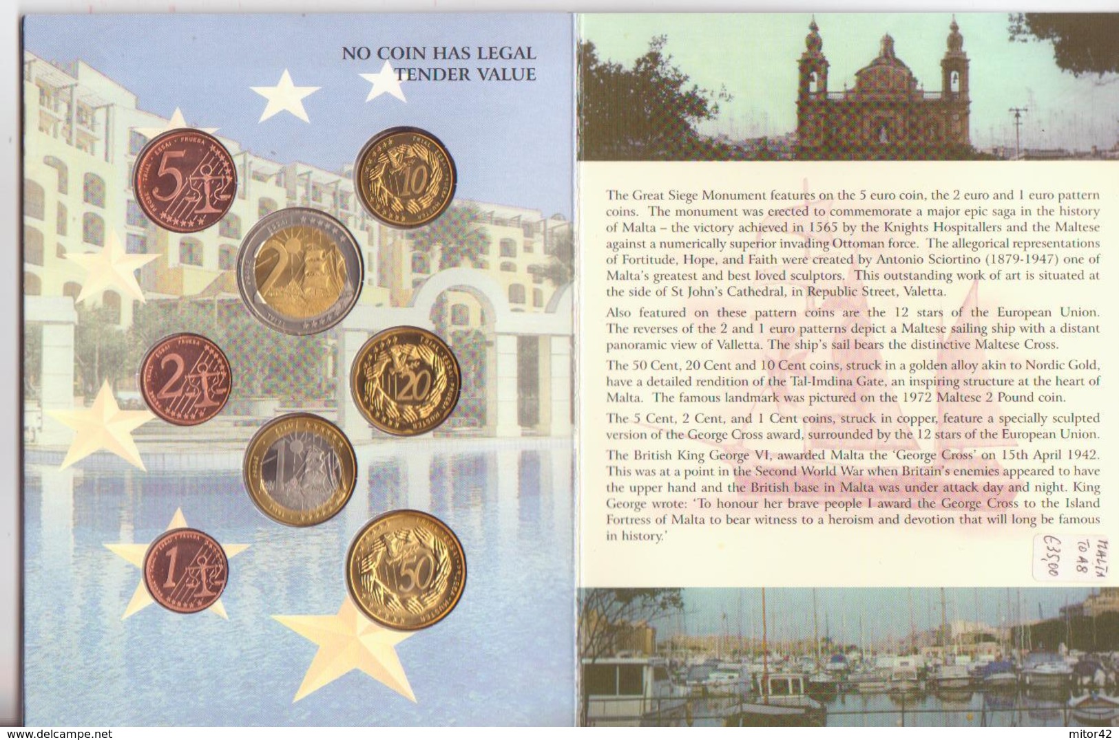 Malta-Malte-2004-Prova Euro-Divisionale 8 Valori-Try Euro-Test Euro - Prove Private