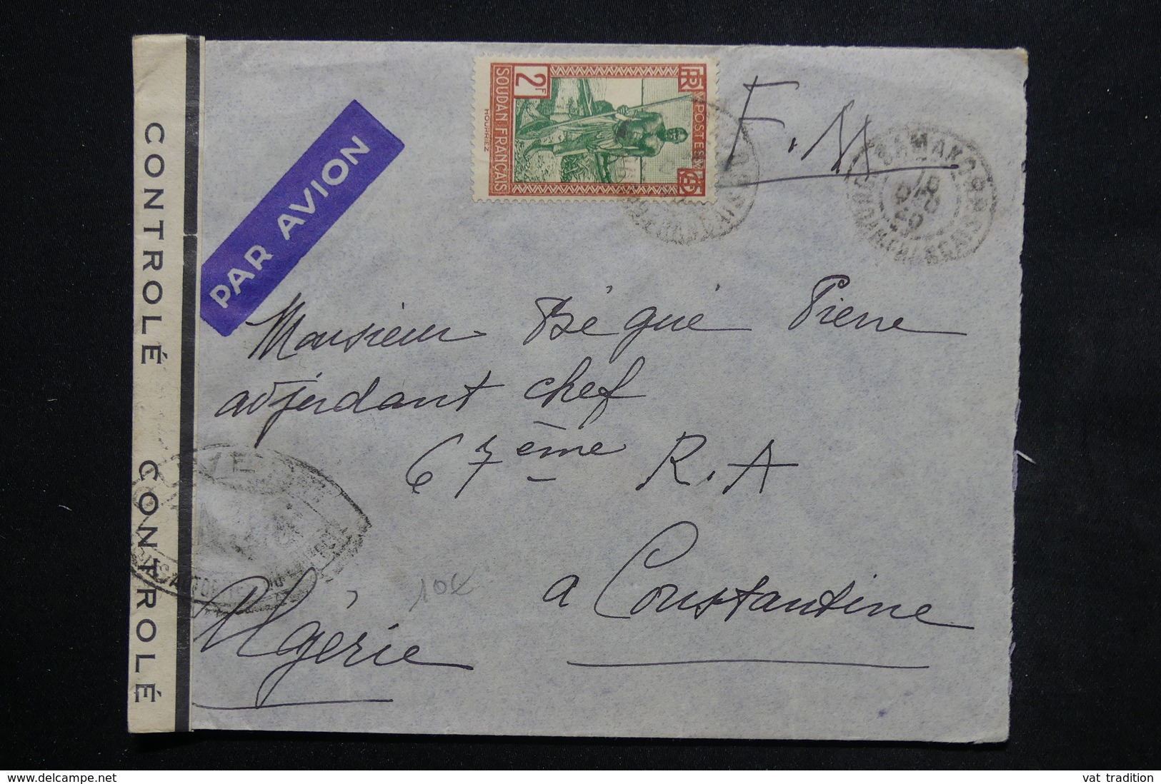 SOUDAN - Enveloppe En FM De Bamako En 1940 Pour Constantine Avec Contrôle Postal - L 23846 - Storia Postale