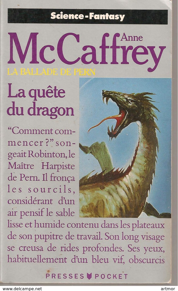PRESSES POCKET SF N° 5342 - Mc CAFFREY - LA QUÊTE DU DRAGON - REED 1992 - Presses Pocket