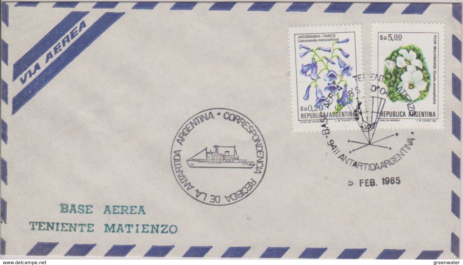 Argentina 1985 Base Aerea Teniente Matienzo  Ca 5 Feb 1985 Cover (41941) - Andere & Zonder Classificatie