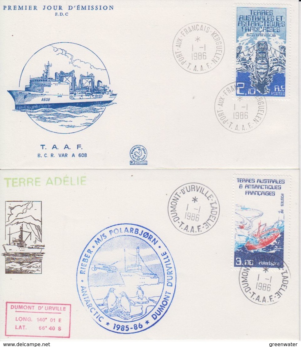 TAAF 1986 Ships 2v 2 FDC Ca Dumont D'Urville (41945) - FDC