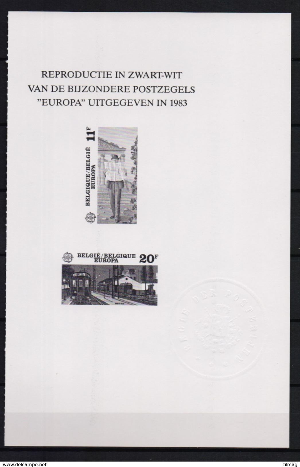 ZNP 17 ZWART  WIT VELLETJE EUROPA 1985 - Feuillets N&B Offerts Par La Poste [ZN & GC]