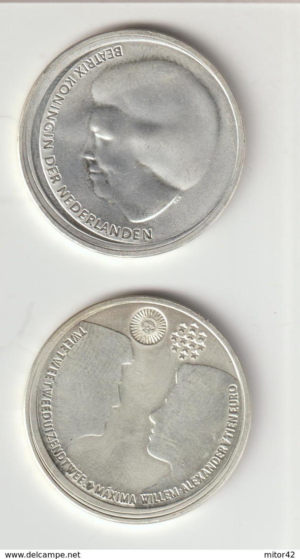 Olanda-Holland-Nederland-Pays-Bas-2002-10 Euro Argento-F:D:C:-Matrimonio-scritta Bordino Capovolta-non Cataloga - Paesi Bassi