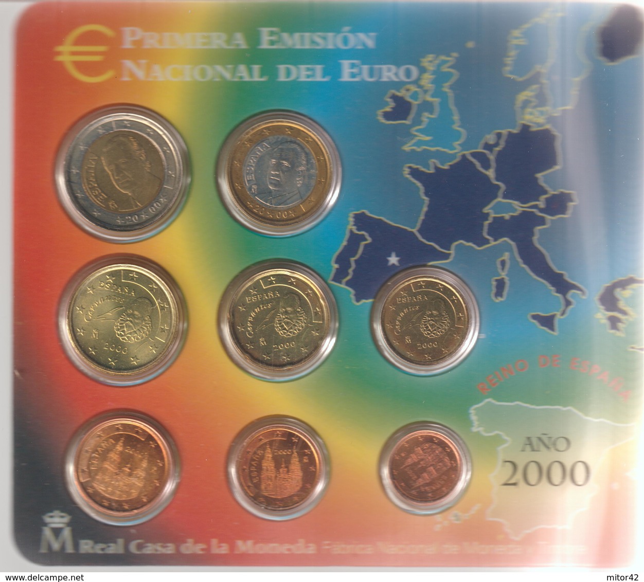 Spagna-2000-Divisionale  Euro 8 Valori-F.D.C.-Unificato E.40 - Espagne