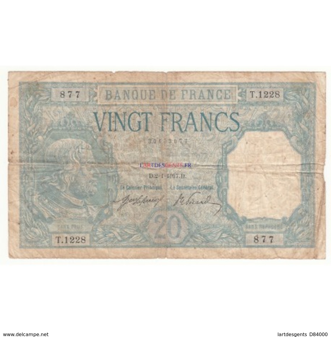 20 FRANCS BAYARD 2-01-1917 - 20 F 1916-1919 ''Bayard''